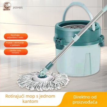 Debeli rotirajući kantu za mop s jednim spremnikom, od nehrđajućeg čelika, bez ručnog pranja, mehanizam podizanja na pritisak ruke