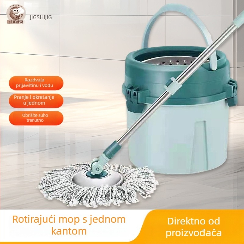 Debeli rotirajući kantu za mop s jednim spremnikom, od nehrđajućeg čelika, bez ručnog pranja, mehanizam podizanja na pritisak ruke