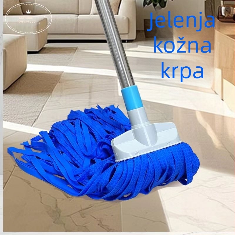Kanome mop od jelene kože s okruglom i plosnom glavom – tradicionalni apsorbirajući mop za svakodnevnu kućnu upotrebu