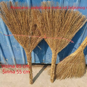 Tradicionalna seoska metla od sorga, ručno izrađena za kućno čišćenje, debeli dlačice