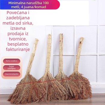 Metla od sorghuma, debela, ručno izrađena kućna metla za čišćenje