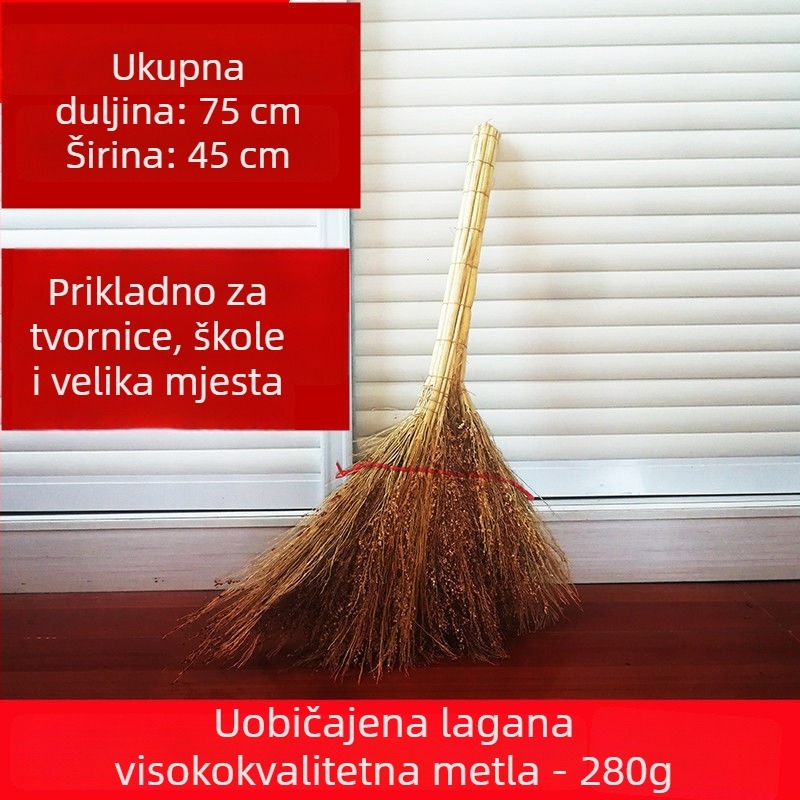 Metla od sorghuma, debela, ručno izrađena kućna metla za čišćenje