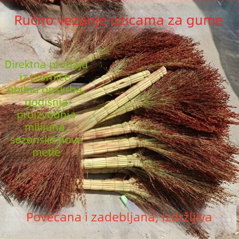 Metla od sorghuma, debela, ručno izrađena kućna metla za čišćenje