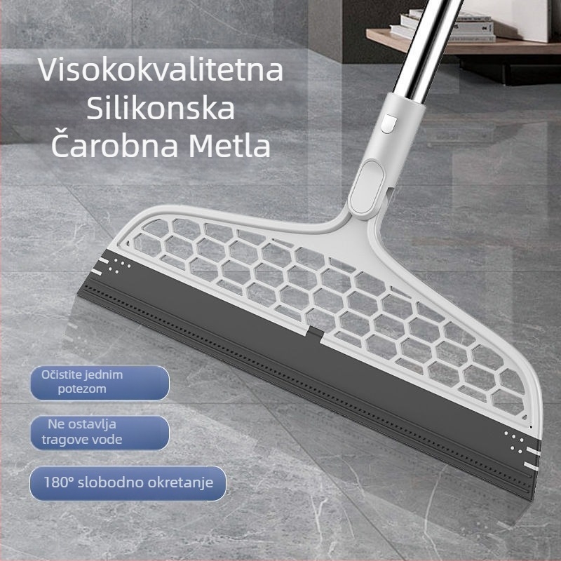 Silikonska magična metla za kućnu upotrebu, 2 u 1 za suho i mokro čišćenje, višefunkcionalna kupaonska metla za zametanje i struganje