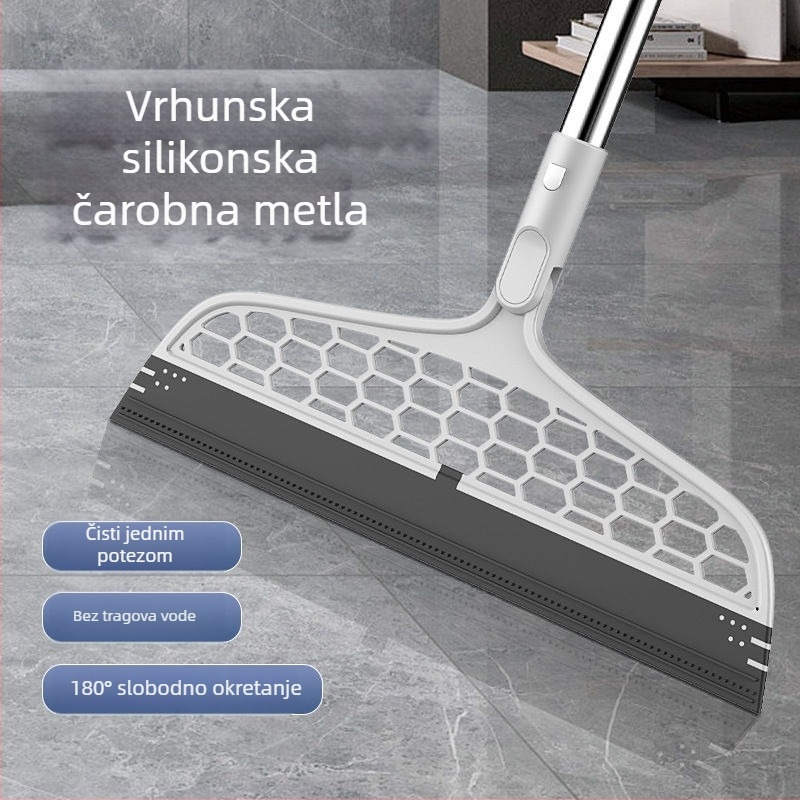 Silikonska magična metla za kućnu upotrebu, 2 u 1 za suho i mokro čišćenje, višefunkcionalna kupaonska metla za zametanje i struganje