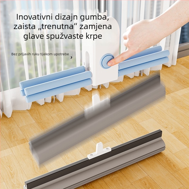 Mop od sunđera za kućnu upotrebu, bez ručnog cijeđenja, novi model 2024, velika veličina, Chenille glava, nehrđajući čelični nastavak