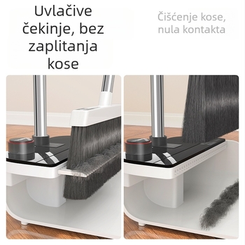 Sobam Prošireni teleskopski metla i lopatica za prašinu, široka, sklopiva, spremanje jednim klikom, bez zapetljavanja vlasi