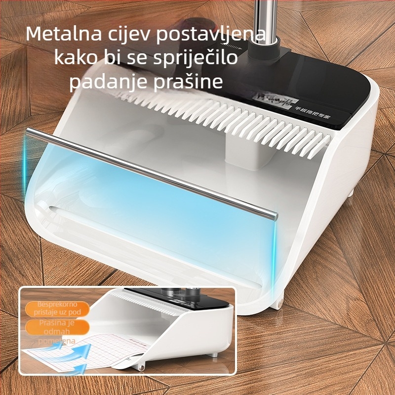 Sobam Prošireni teleskopski metla i lopatica za prašinu, široka, sklopiva, spremanje jednim klikom, bez zapetljavanja vlasi
