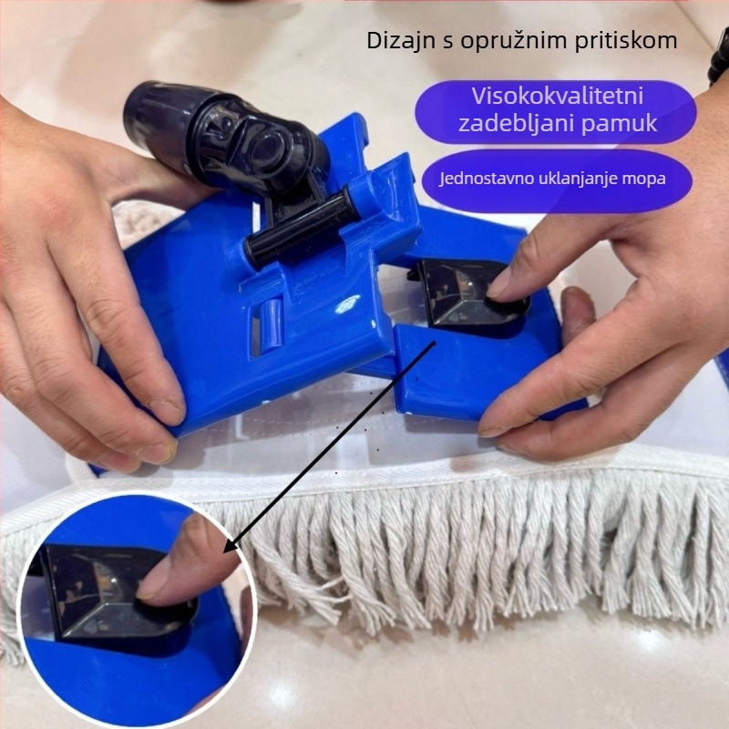 Ploški mop za kućnu upotrebu, okretni alat za čišćenje poda, upijajući mop od pamuk niti, velike veličine