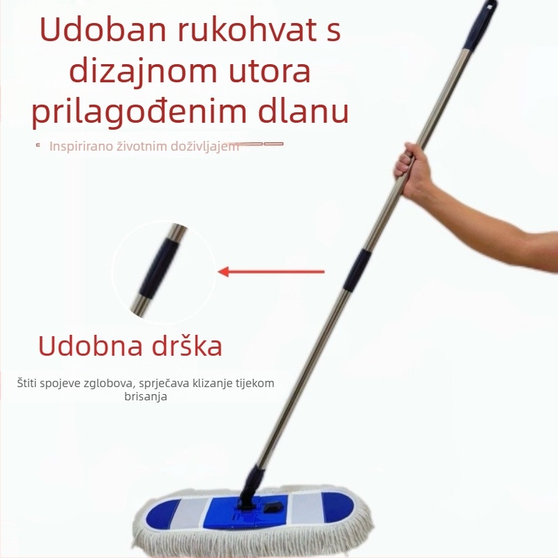 Ploški mop za kućnu upotrebu, okretni alat za čišćenje poda, upijajući mop od pamuk niti, velike veličine