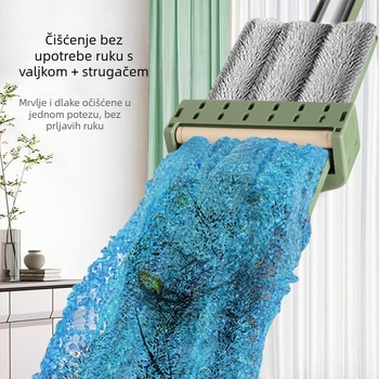 Prošireni mop bez dodirivanja rukama s debelim štapom za kućnu upotrebu — mokro i suho, upijanje vode