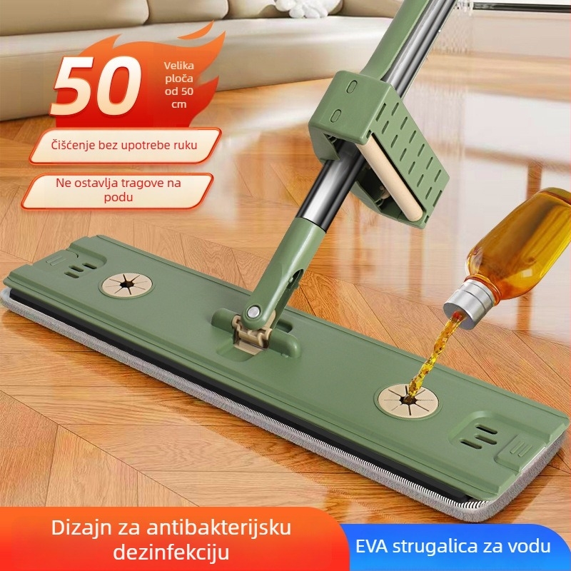 Prošireni mop bez dodirivanja rukama s debelim štapom za kućnu upotrebu — mokro i suho, upijanje vode