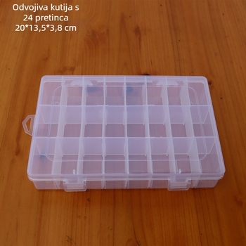 Odvojiva plastična kutija s 24 pretinaca za nakit i elektroničke komponente