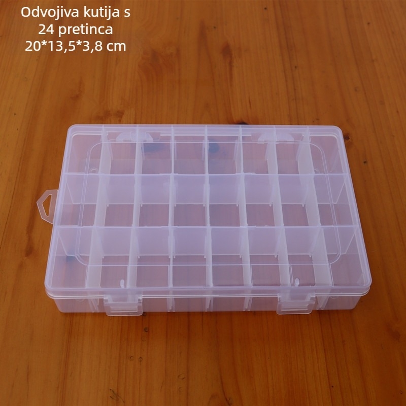 Odvojiva plastična kutija s 24 pretinaca za nakit i elektroničke komponente