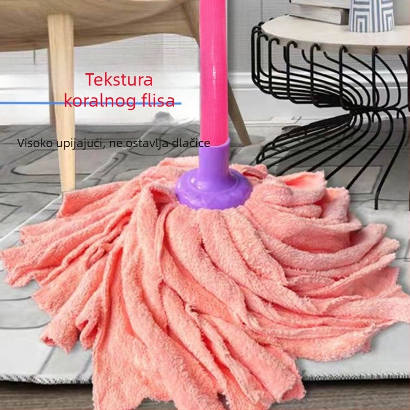 Mop od koralnog velura za mokro i suho čišćenje, okrugla apsorpcijska glava, izdržljiv mop za pod