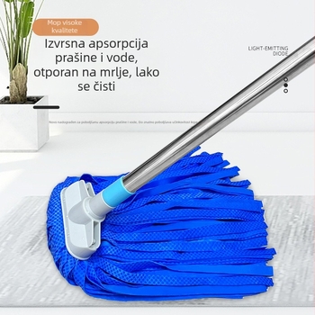 Mop od kože jelena, apsorbirajući, bez korištenja ruku, ravna glava, tradicionalna dvostruka namjena za mokro i suho čišćenje