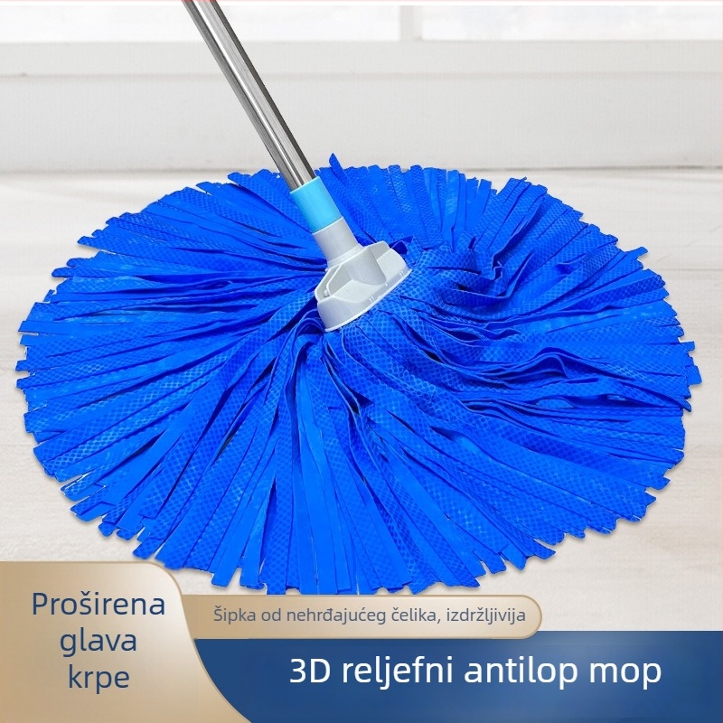 Mop od kože jelena, apsorbirajući, bez korištenja ruku, ravna glava, tradicionalna dvostruka namjena za mokro i suho čišćenje