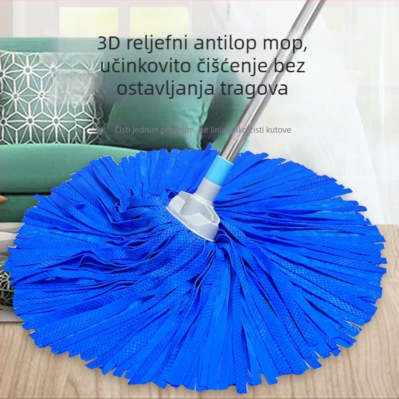 Mop od kože jelena, apsorbirajući, bez korištenja ruku, ravna glava, tradicionalna dvostruka namjena za mokro i suho čišćenje