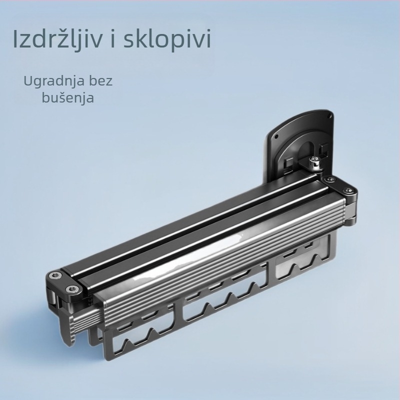 Sklopiva vješalica za odjeću, bez bušenja, zidni nosač, višenamjensko unutarnje sušilo s izvlačnim vješanjem za balkon