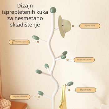 Uglati podni stalak za odjeću s kotačićima, krem boja, prenosni za spavaću sobu – sušenje i skladištenje odjeće