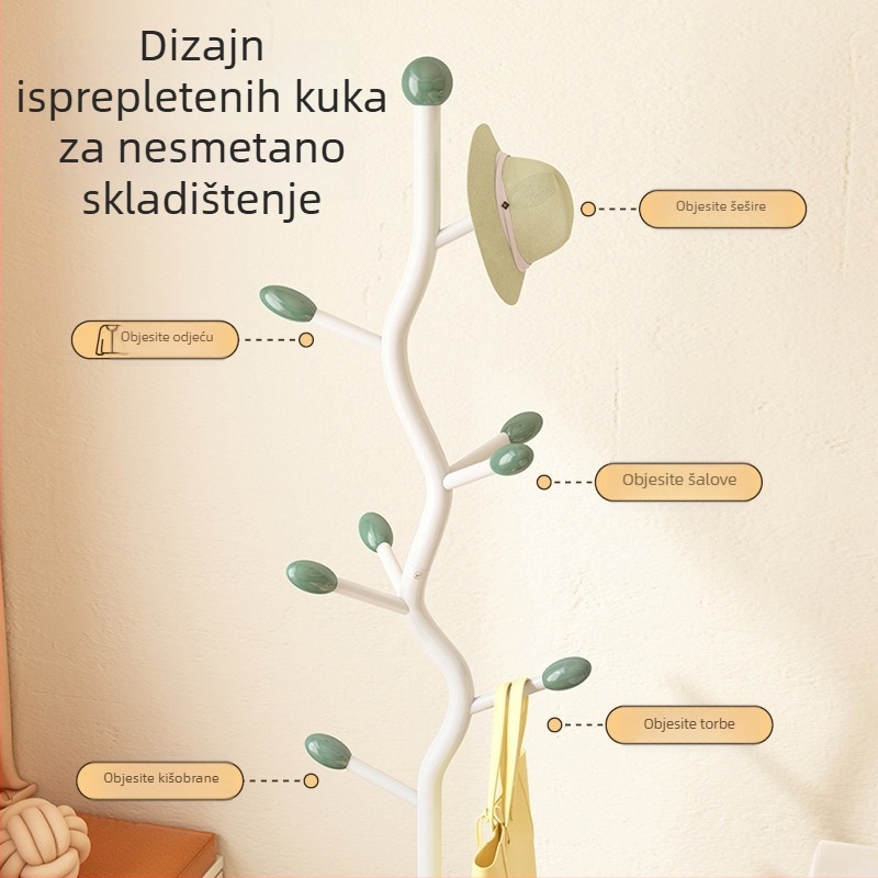 Uglati podni stalak za odjeću s kotačićima, krem boja, prenosni za spavaću sobu – sušenje i skladištenje odjeće