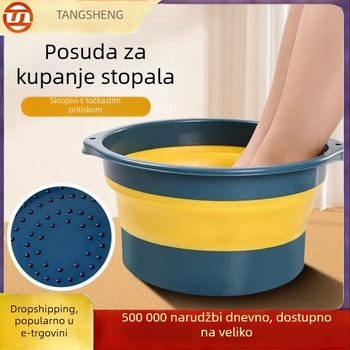 Sklopiva kadica za stopala s podignutim rubovima, prijenosna posuda za kućnu upotrebu i masažu stopala