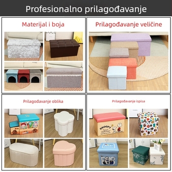 Taburet za pohranu od teddy velura s gumbima, sklopivo sjediste i višenamjenska kutija za igračke i druge predmete