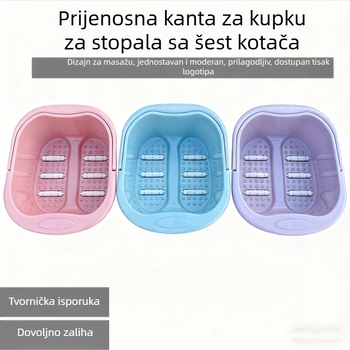 Kupa za stopala s masažom valjkom, prijenosna plastična posuda za stopala, kućna upotreba, za studentske domove