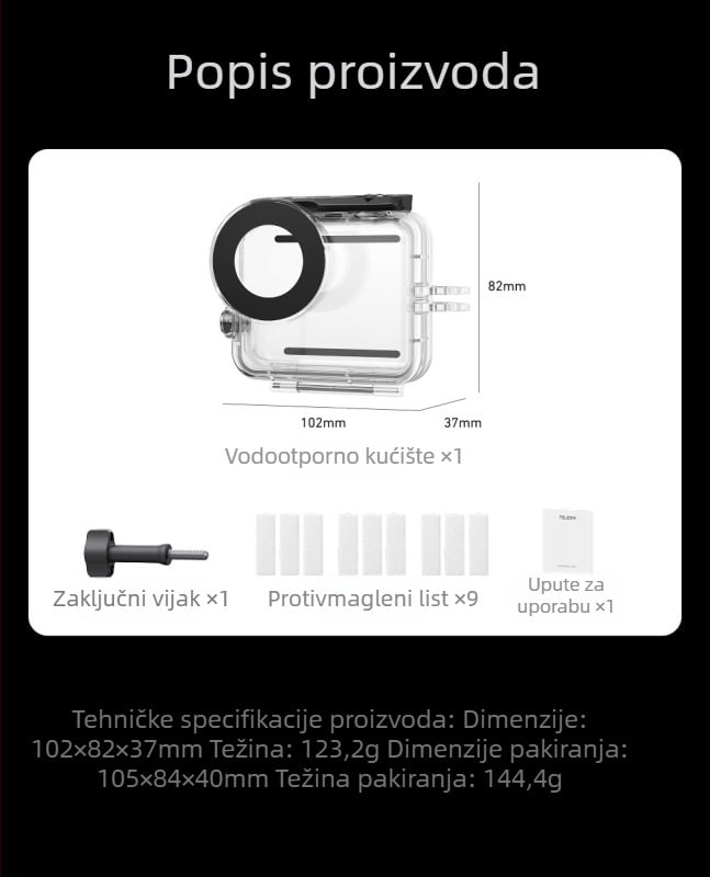 Telesin vodootporno kućište za DJI Osmo Nano, zaštitni kućište za mini kameru, vodootpornost do 60 m
