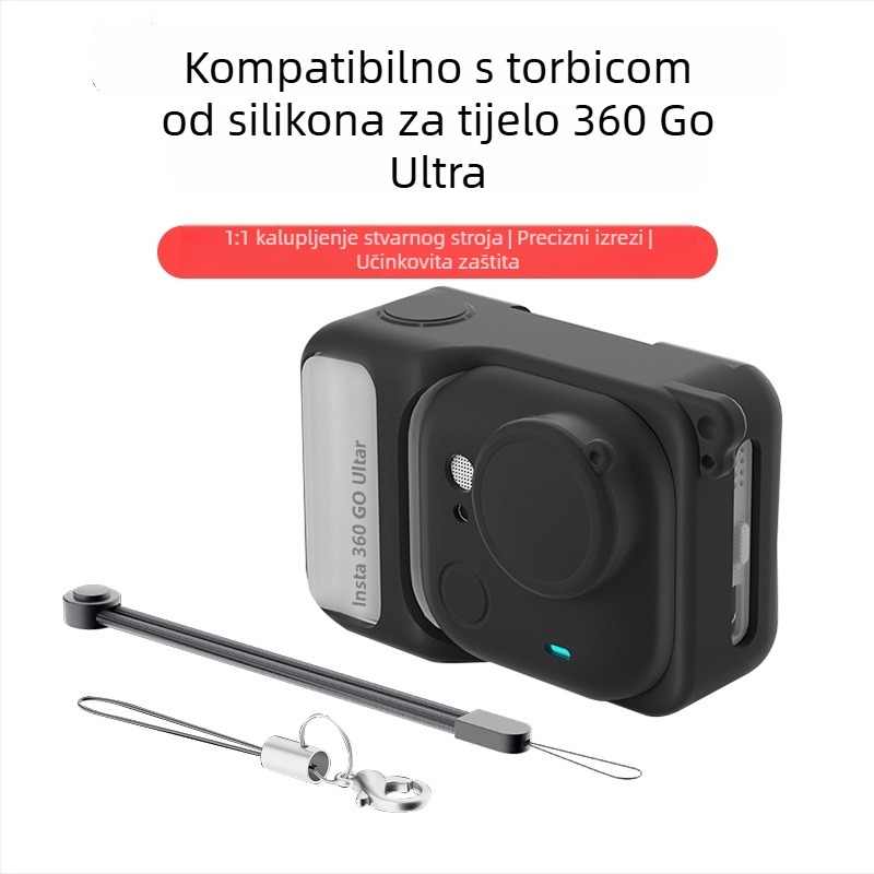 Insta360 GO Ultra silikonsko kućište s kapom za objektiv i lancem za nošenje