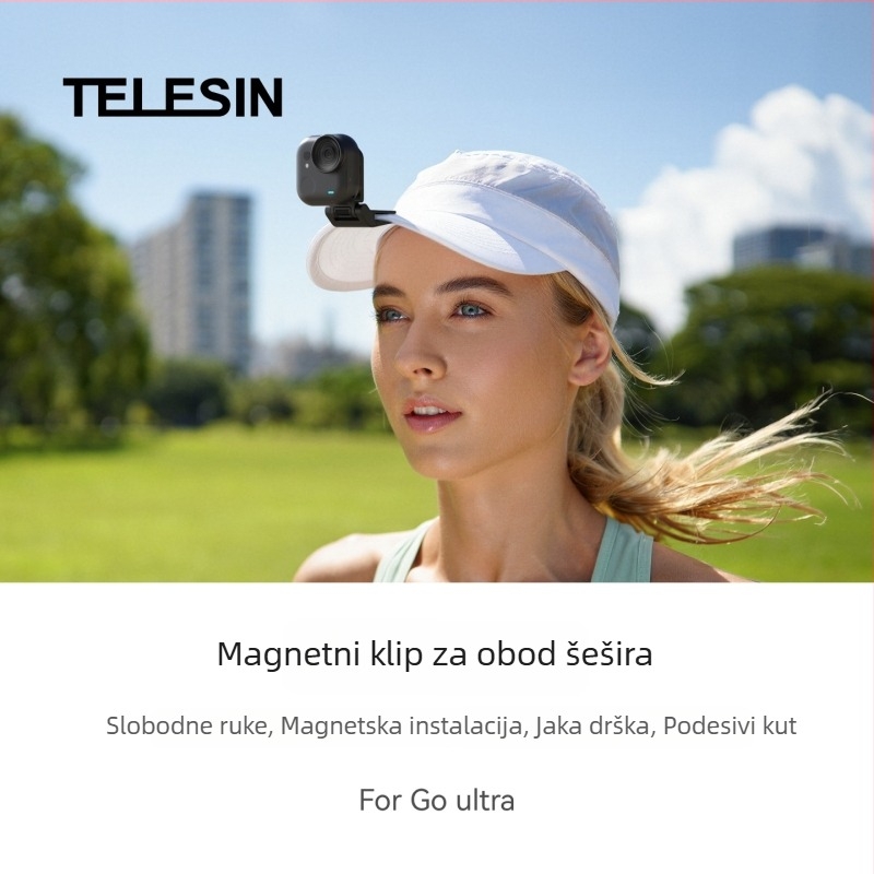 Telesin Go Ultra magnetski klip za rub šešira za Insta360 Go Ultra — dodatak za pogled iz prvog lica