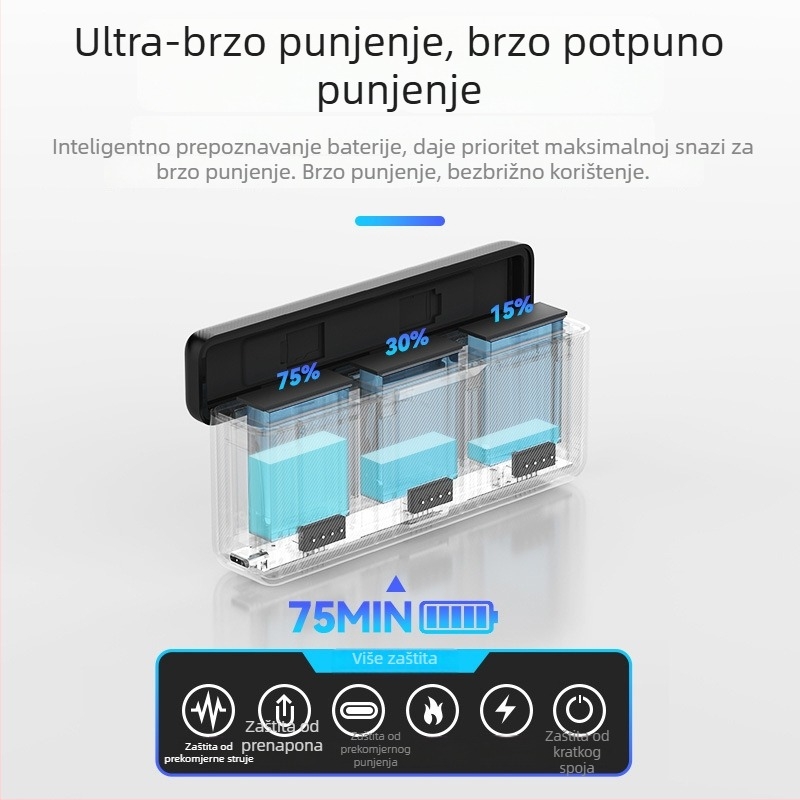 TELESIN Brza punjačka kutija za DJI Action 6, prenosni punjač i dodaci Action5Pro