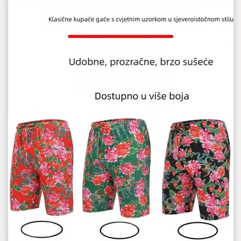Muške kupaće hlačice plus veličine, brzo sušenje, prozračan materijal, cvjetni uzorak