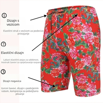 Muške kupaće hlačice plus veličine, brzo sušenje, prozračan materijal, cvjetni uzorak