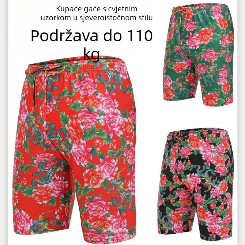 Muške kupaće hlačice plus veličine, brzo sušenje, prozračan materijal, cvjetni uzorak