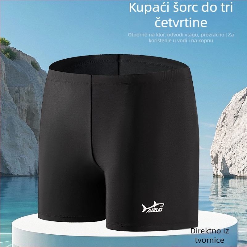 Muške kupaće gaćice u bokser stilu, brzo se suše, jednobojne, poliester, udobne i elastične za plivanje i plažu.