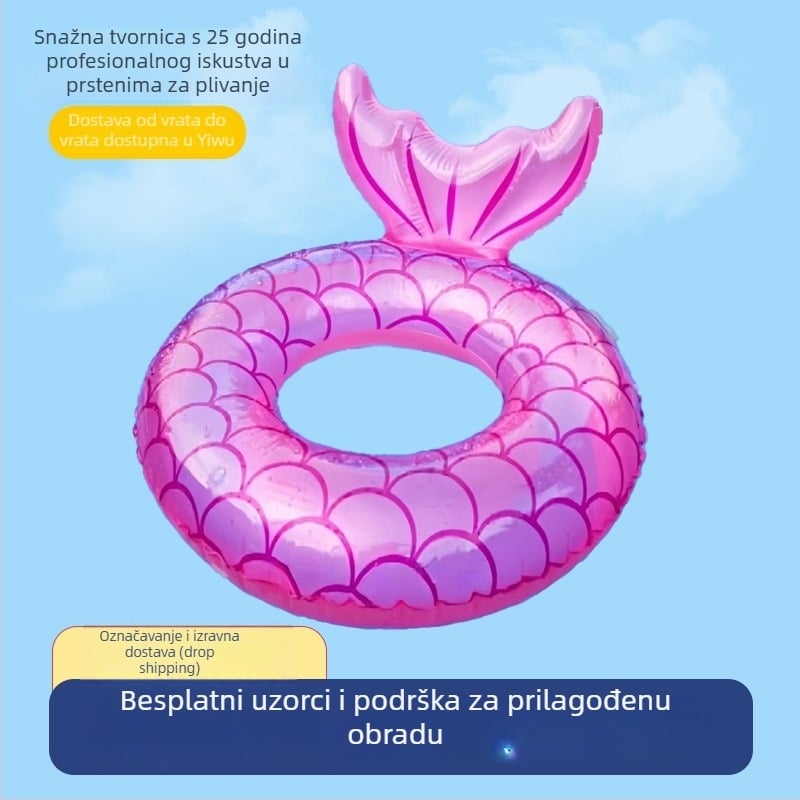 Prozirni plivački prsten s ribljim repom za bazen, ekološki PVC, debeo, otporan na prevrnuće, za djecu