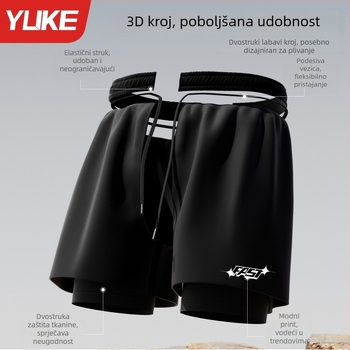 Muške brzo‑sušeće plivačke gaće, velike veličine, crne, jedne boje, 70–80% poliester, 180 gsm, stil briefs, za plivanje i kupanje u termalnim izvorima