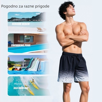 Muške premium dvostruko slojevite kupaće gaće, brzo sušeće, prozračne, s printom, duljina pet inča