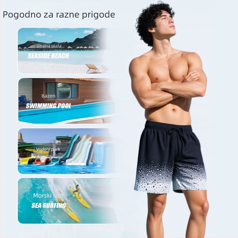 Muške premium dvostruko slojevite kupaće gaće, brzo sušeće, prozračne, s printom, duljina pet inča