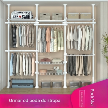 Prilagođeni stalak za odjeću od poda do stropa, 38 mm debeli, za spavaću sobu, garderoba za najam, stup otporan na prašinu