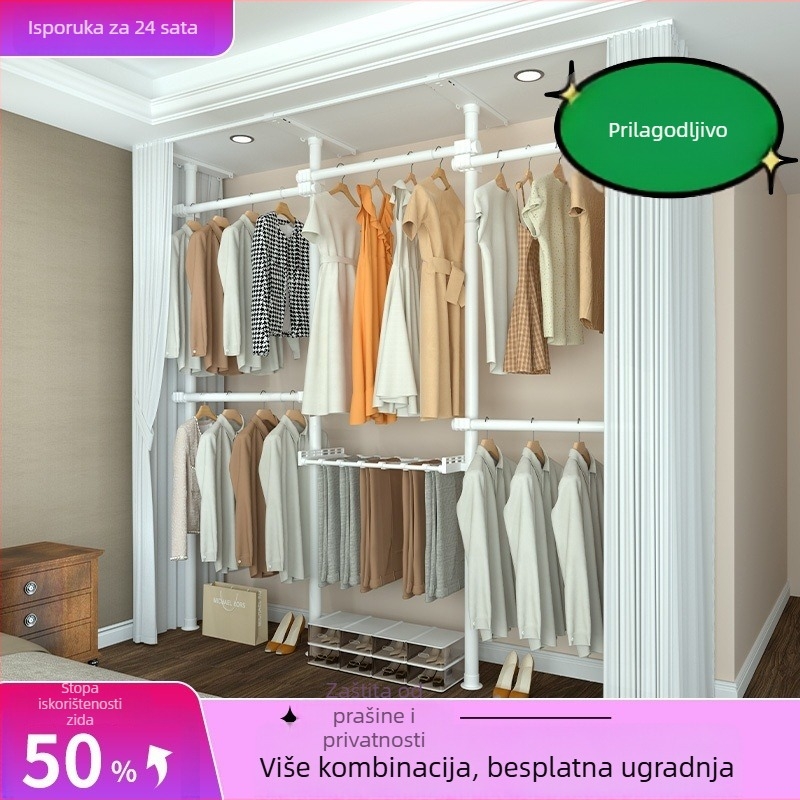 Prilagođeni stalak za odjeću od poda do stropa, 38 mm debeli, za spavaću sobu, garderoba za najam, stup otporan na prašinu
