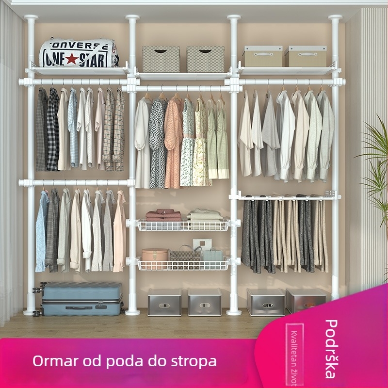 Prilagođeni stalak za odjeću od poda do stropa, 38 mm debeli, za spavaću sobu, garderoba za najam, stup otporan na prašinu