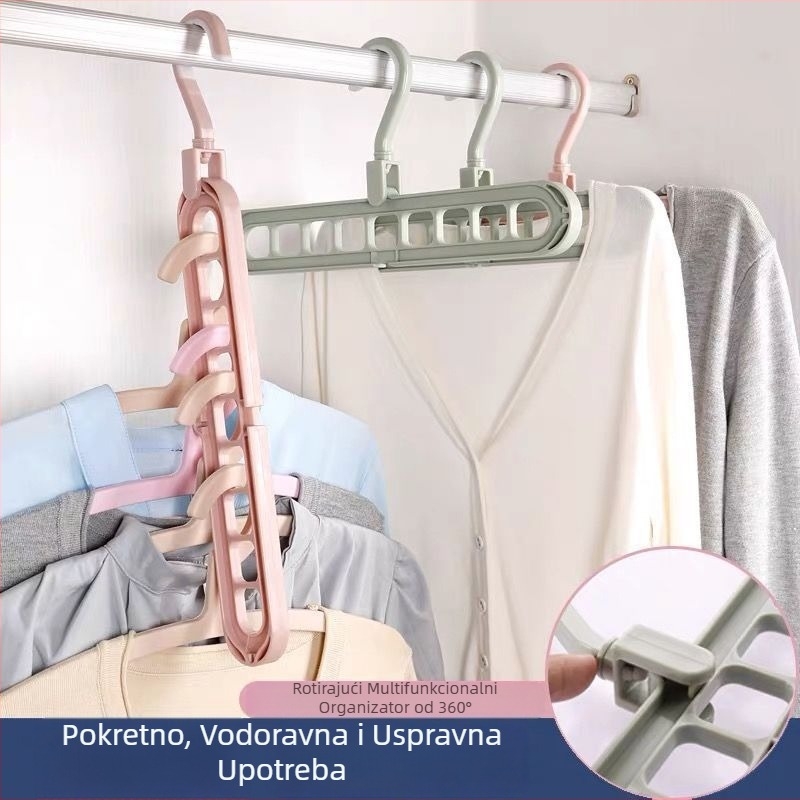 Sklopivi stalak za vješanje odjeće s devet rupa, za kućnu i studentsku upotrebu, štedi prostor