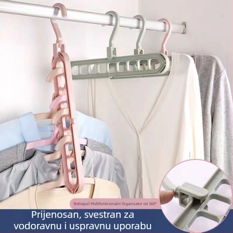 Sklopivi stalak za vješanje odjeće s devet rupa, za kućnu i studentsku upotrebu, štedi prostor