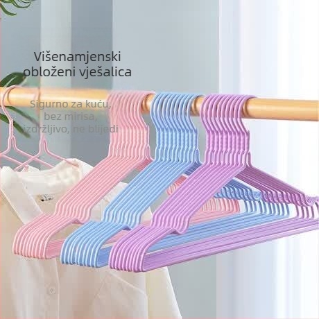 Debele plastično premazane vješalice za odjeću za odrasle, protuklizne metalne vješalice, kućna upotreba, set od 10 komada