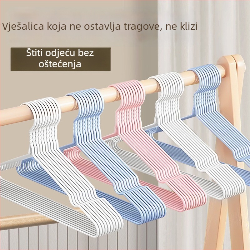 Debele plastično premazane vješalice za odjeću za odrasle, protuklizne metalne vješalice, kućna upotreba, set od 10 komada