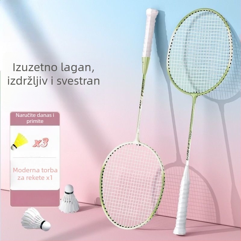 Cuanye set reketa za badminton – službeno autentičan proizvod, studentski profesionalan, izdržljiv i izuzetno lagan, za vanjski sport relaksacije
