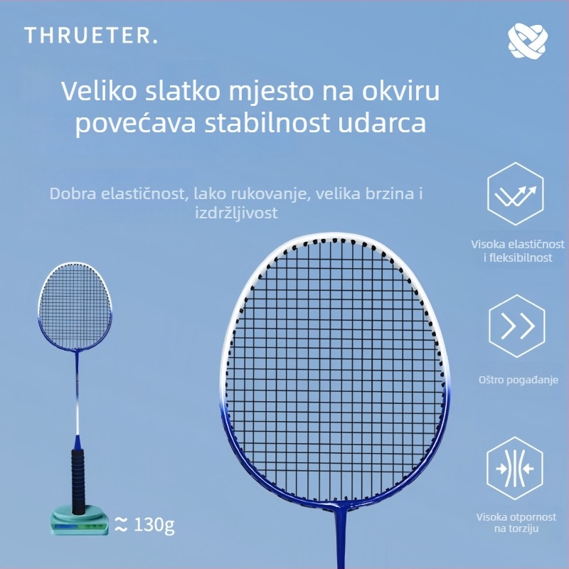 Reket za badminton od legure, jednodijelna konstrukcija, visoka elastičnost, za trening odraslih