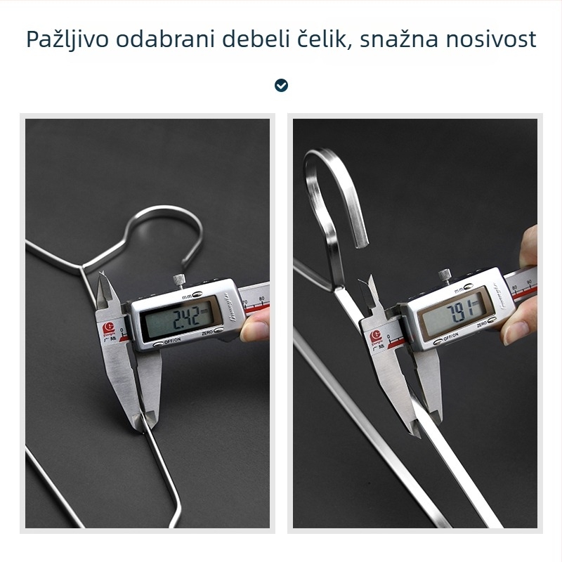 Vješalica za odjeću od nehrđajućeg čelika sa širokim ramenima, bezšivni dizajn, ojačan dizajn